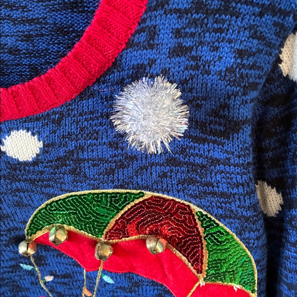 United States Seeaters sz 1X Ugly Christmas Festive Blue Sweater Penguins - Picture 3 of 7